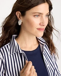 Silvertone Shell Clip-On Earrings