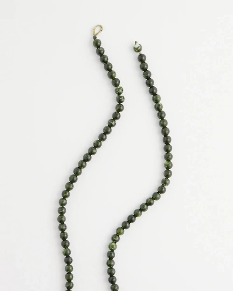 Long Green Resin Beaded Necklace