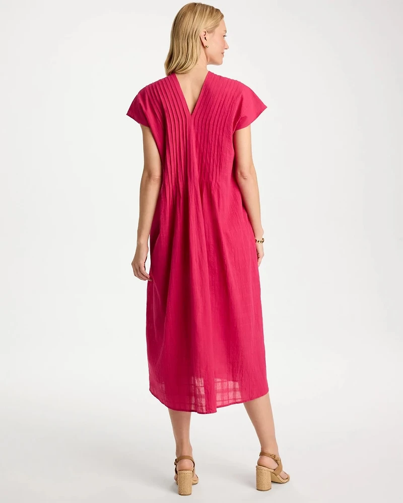 Cotton Slub Popover Midi Dress