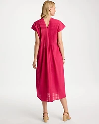Cotton Slub Popover Midi Dress
