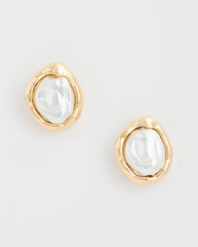 Pearlescent Golden Rimmed Stud Earrings