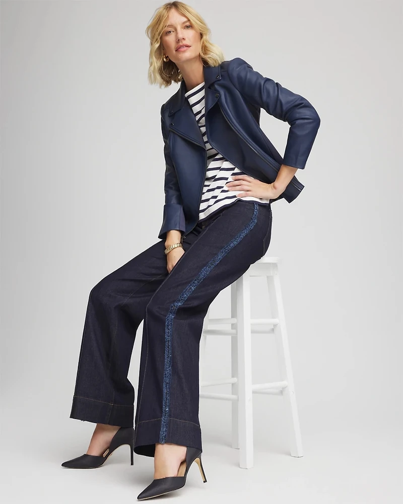 Frayed High-Rise Wide-Leg Jeans