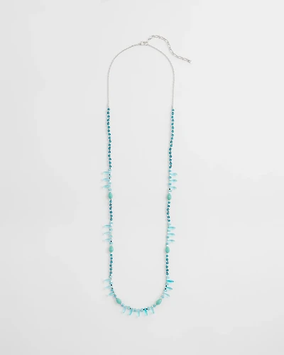 Teal Beaded Single Strand Necklace