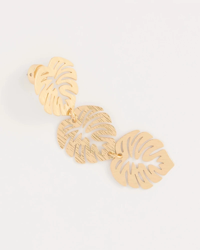 Palm Frond Linear Drop Earrings