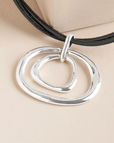 Silver Tone Rings Pendant Necklace