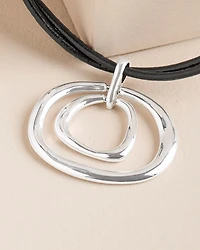 Silver Tone Rings Pendant Necklace