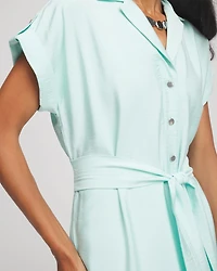 Hammered Rayon Midi Shirtdress