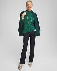 Jacquard Mock Neck Long Sleeve Sweater
