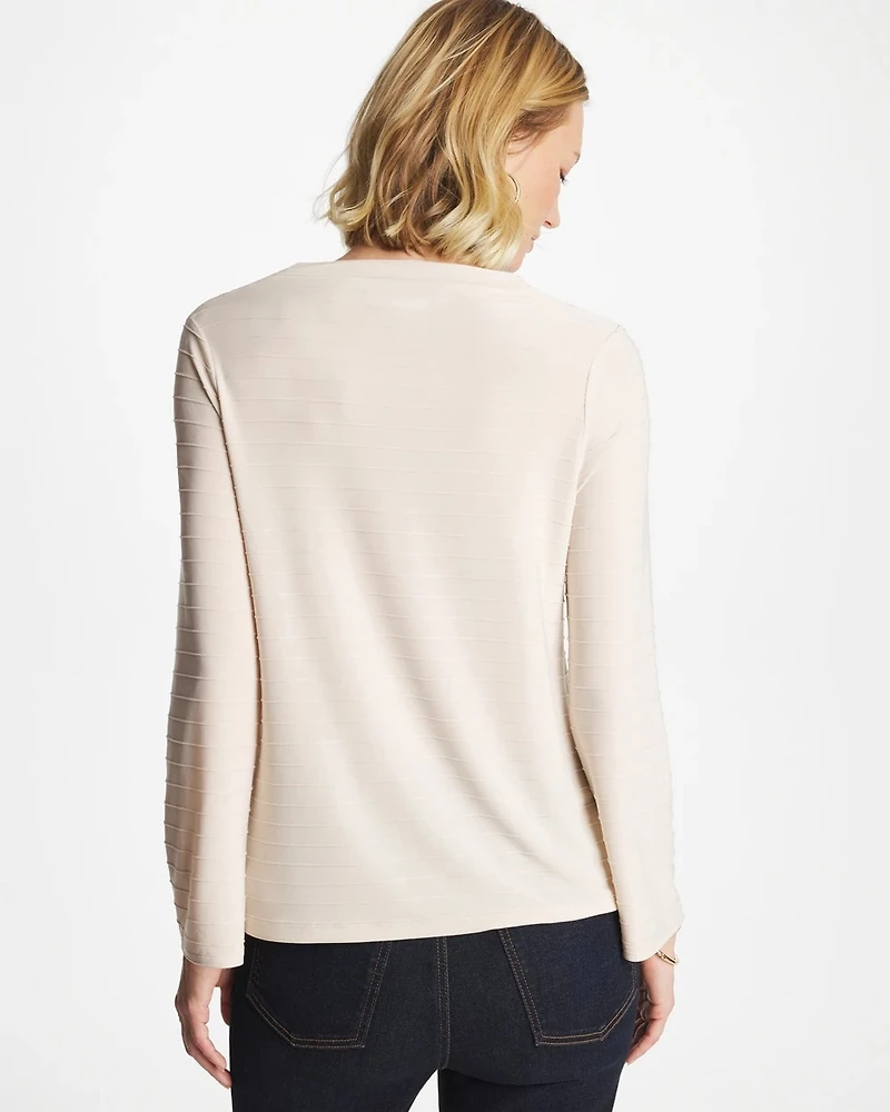 Textured Long Sleeve Cowlneck Tee