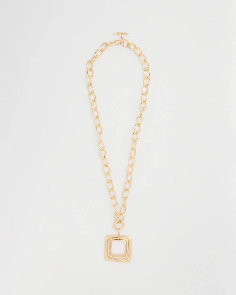 Adjustable Square Pendant Necklace