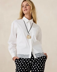 Poplin Organza Collared Shirt
