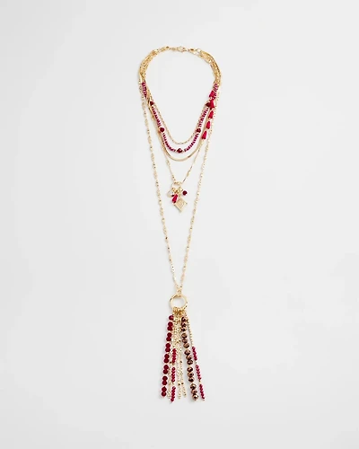 Red Convertible Multi Strand Necklace