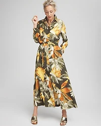 Fall Floral Print Shirt Dress