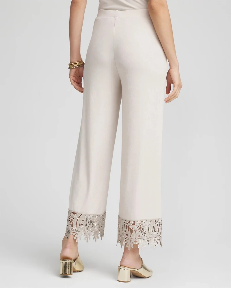 Petite Travelers™ Lace Trim Cropped Pants