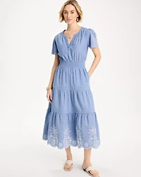 Chambray Embroidered Dress