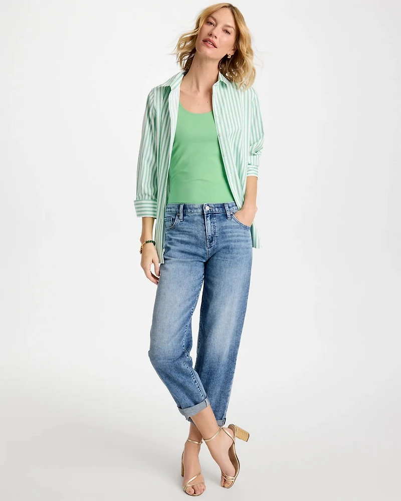 No Iron Striped Stretch Shirt