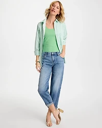 No Iron Striped Stretch Shirt