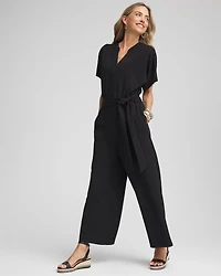 Belted Dolman-Sleeve Jumpsuit