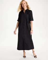 Embellished Linen-Cotton Shirtdress