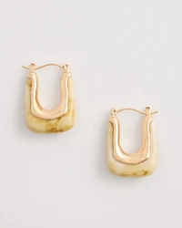 Neutral Goldtone Square Hoop Earrings