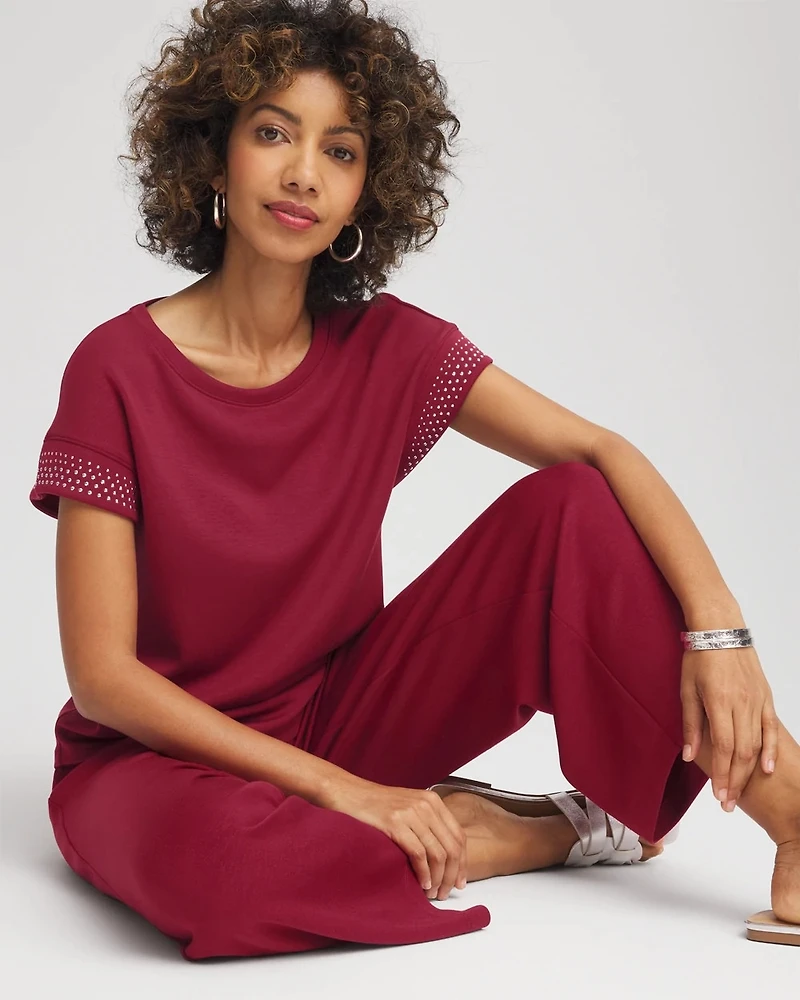 Zenergy® Scuba Embellished Short-Sleeve Top