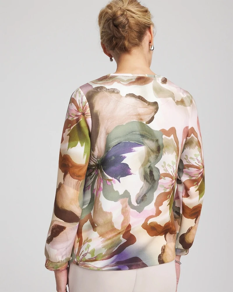 Zenergy® Scuba Floral Long-Sleeve Top