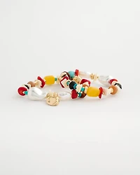 Set of Two Pearl Beaded Stretch Bracelets