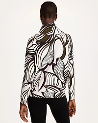 Zenergy® Soft Leaf Print Cowlneck Pullover