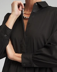 Poplin Asymmetrical Tiered Shirt Dress