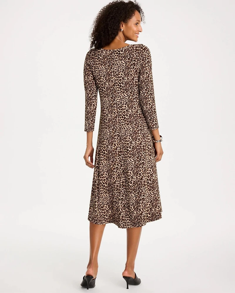 Travelers™ Leopard Boatneck Midi Dress