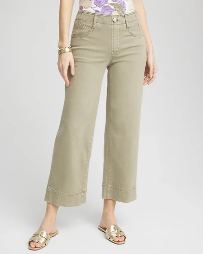 Pull-On Wide-Leg Cropped Jeans