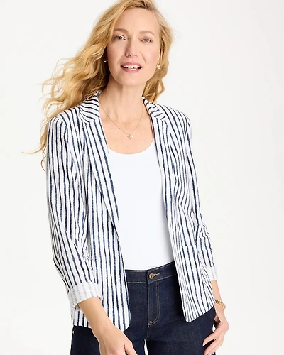Striped Slub Knit Blazer