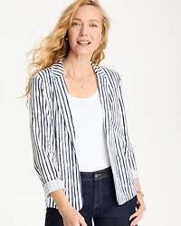 Striped Slub Knit Blazer
