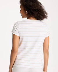 Cotton Stretch Striped Cap Sleeve Tee