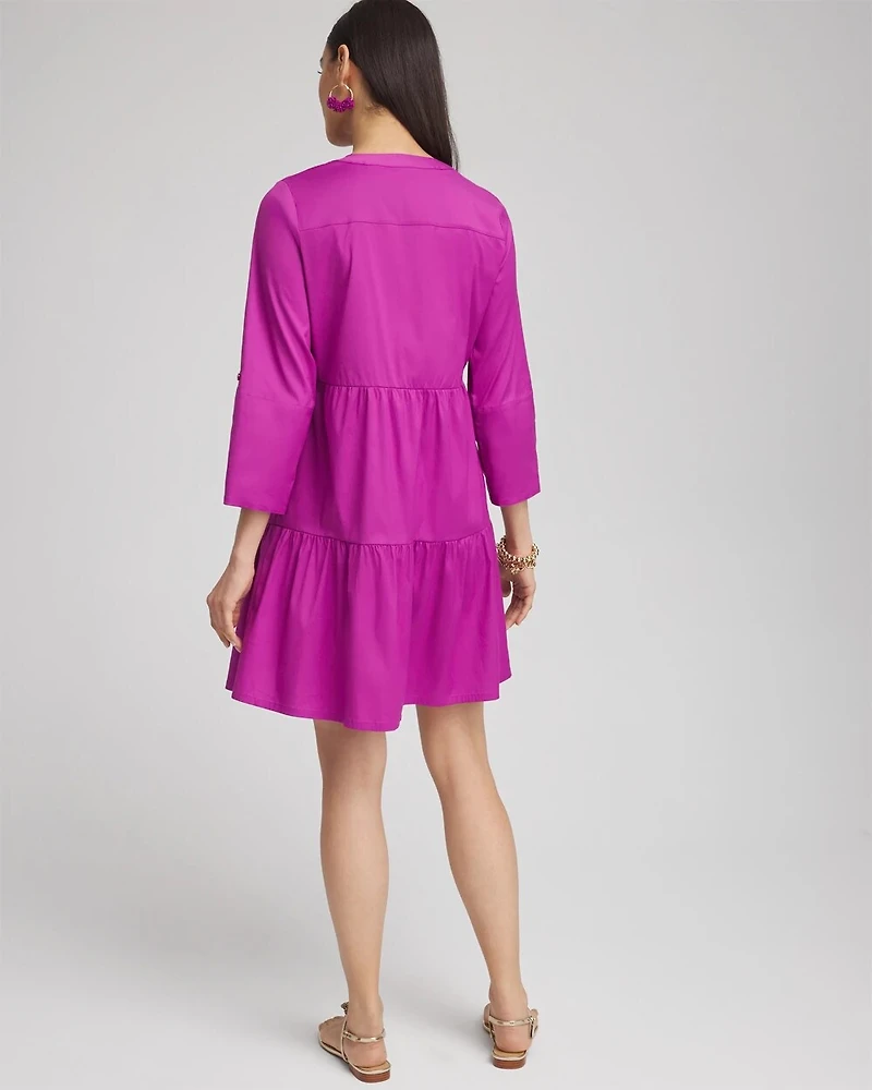 Poplin Roll Tab Sleeve Dress
