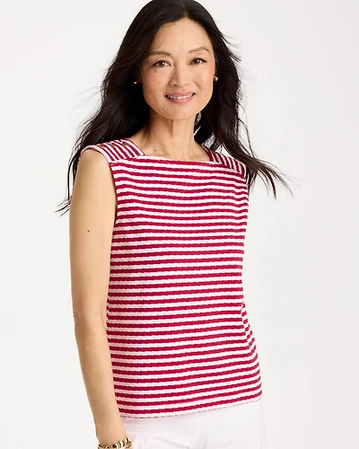 Cotton Striped Button Tee