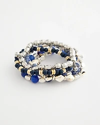 Stretch Set Of Five Genuine Stone Bracelets