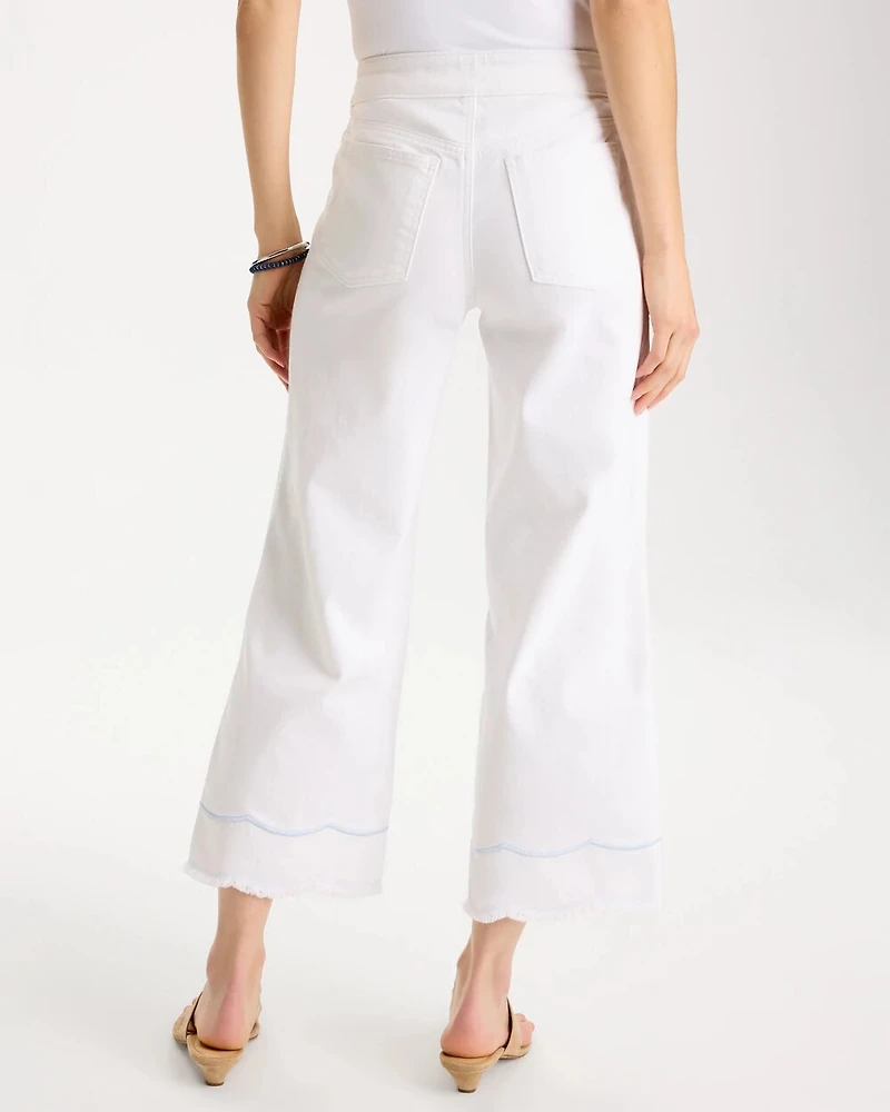 Petite Pull-On Wide-Leg White Crop Jean