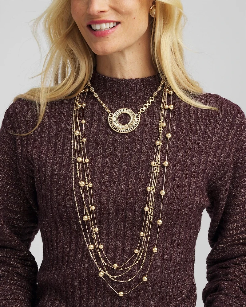 Multistrand Beaded Goldtone Necklace