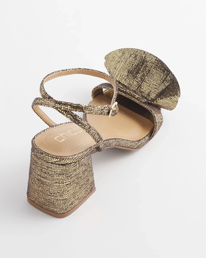 Venus Foiled Reptile Print Block Heels