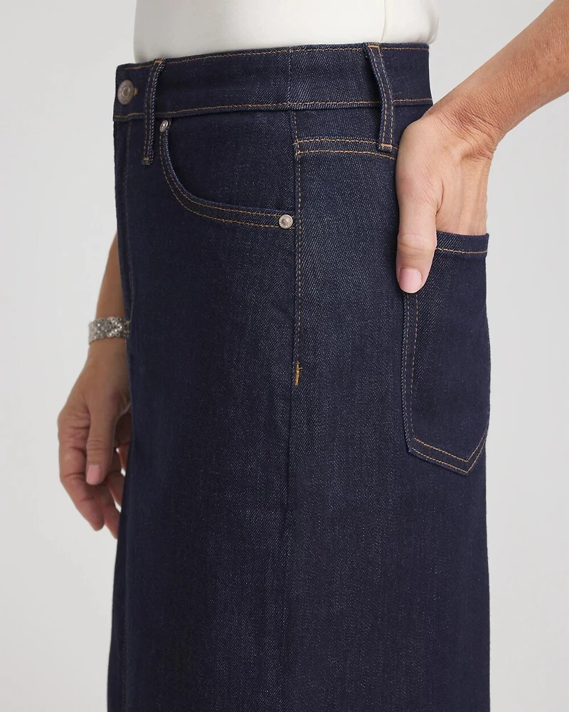 High-Rise Straight Stretch-Denim Skirt