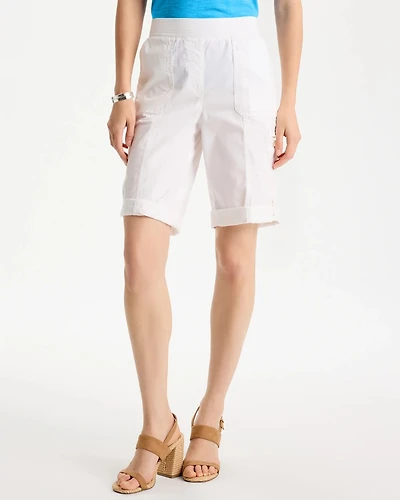 Poplin Cotton Roll-Tab Shorts