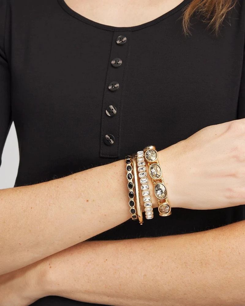 Faceted Gem Stretch Cuff Bracelet