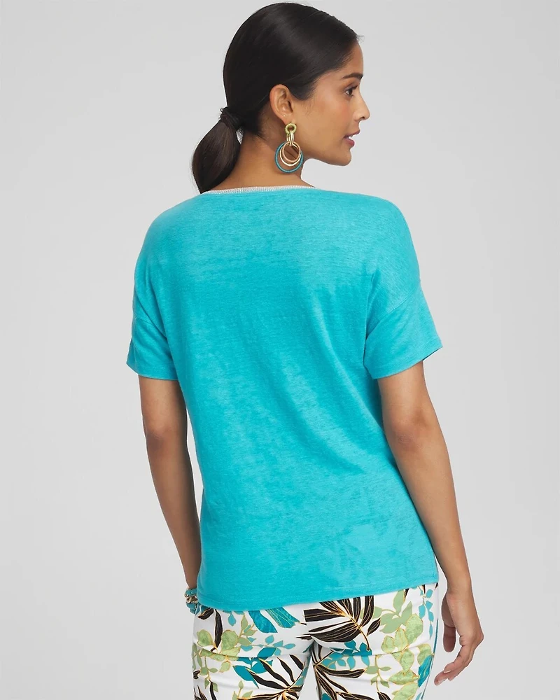 Linen Sweater Trim Tee