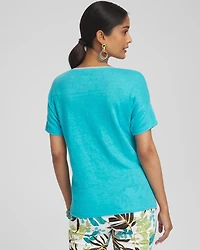 Linen Sweater Trim Tee