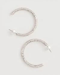 Silvertone Textured Hoop Earrings