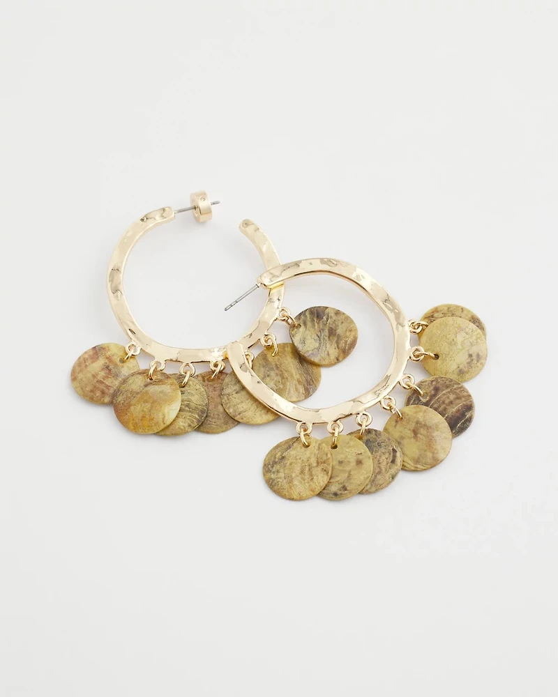 No Droop® Shell-Disc Hoop Earrings