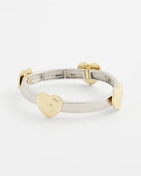 Mixed Metal Heart Stretch Bracelet