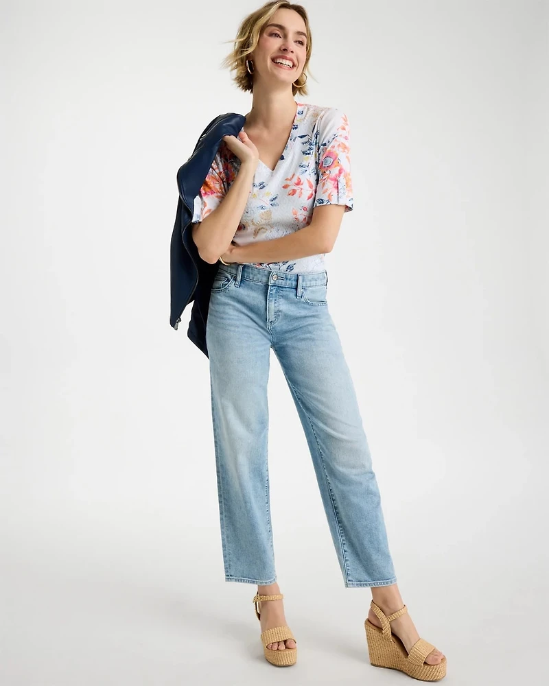 Pima Floral Elbow Sleeve Tee