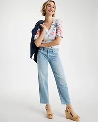 Pima Floral Elbow Sleeve Tee